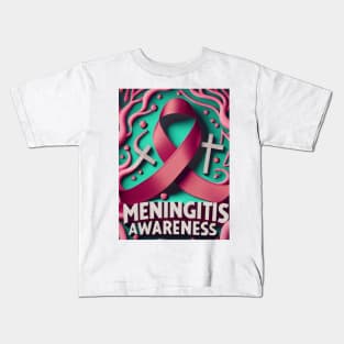 Meningitis Awareness Ribbon with Veins Kids T-Shirt